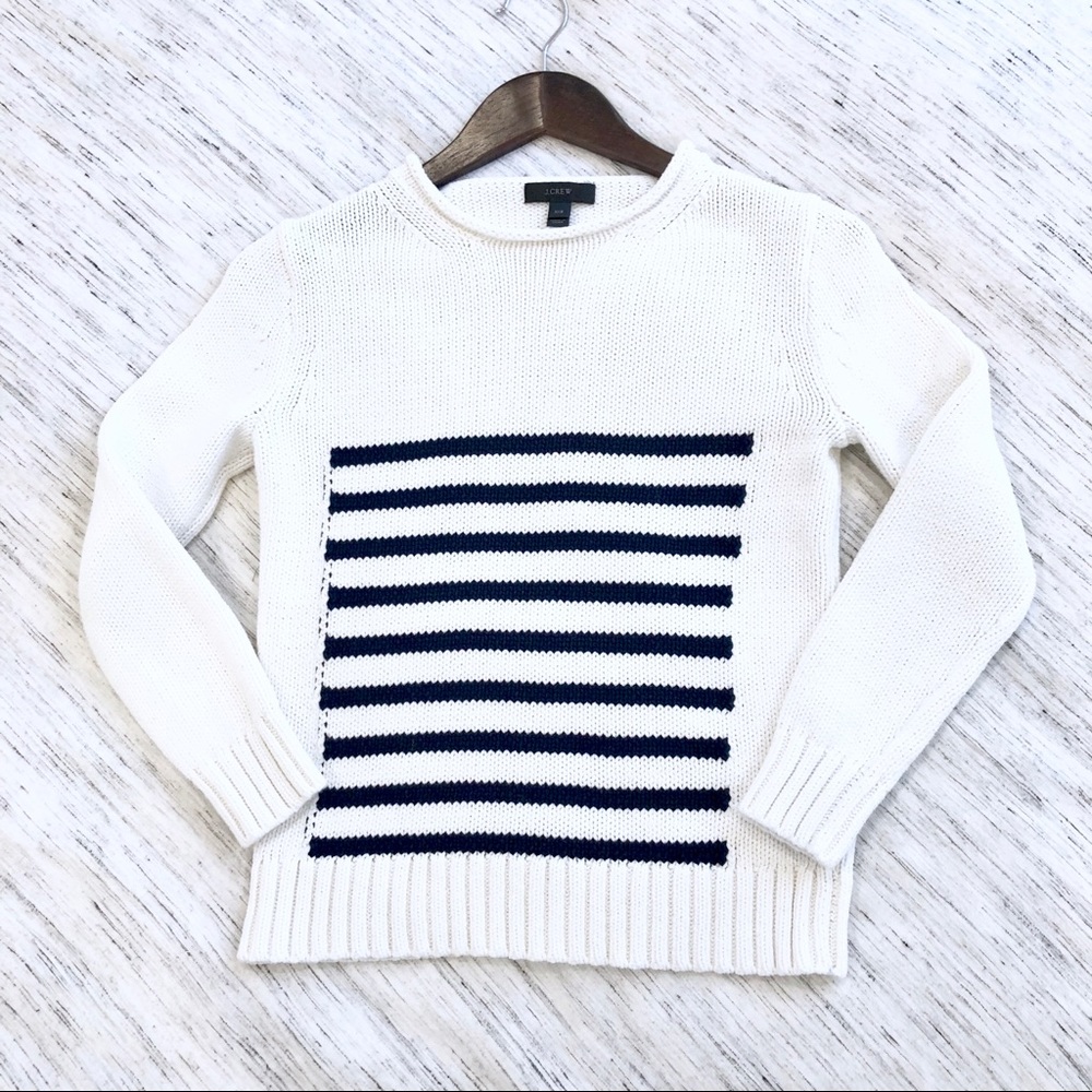 J.Crew Americana Cream & Navy Sweater XXS